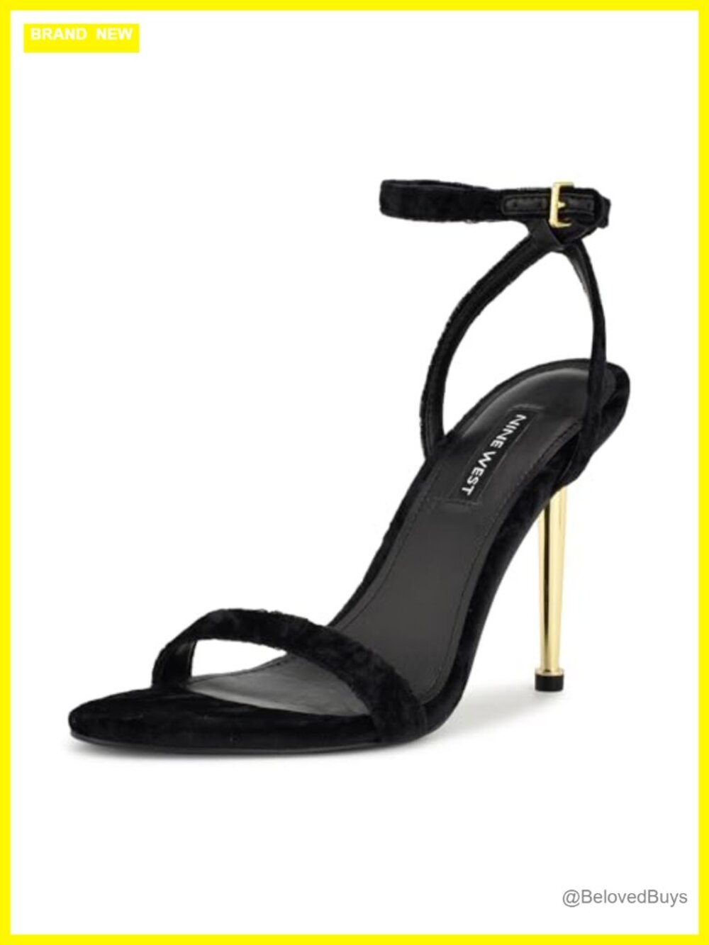 Nine West Reina Lace Up Velvet Stiletto Heeled Sandal